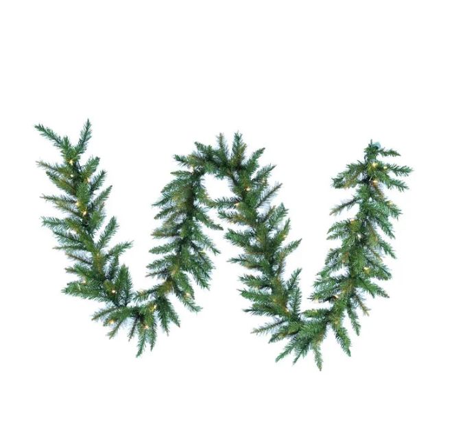 9&#39; Pre-Lit Clear Incandescent Classic Green Garland