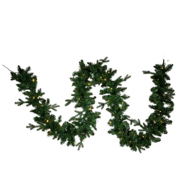 9&#39; Pre-Lit Warm White LED Jackson Pine Garland