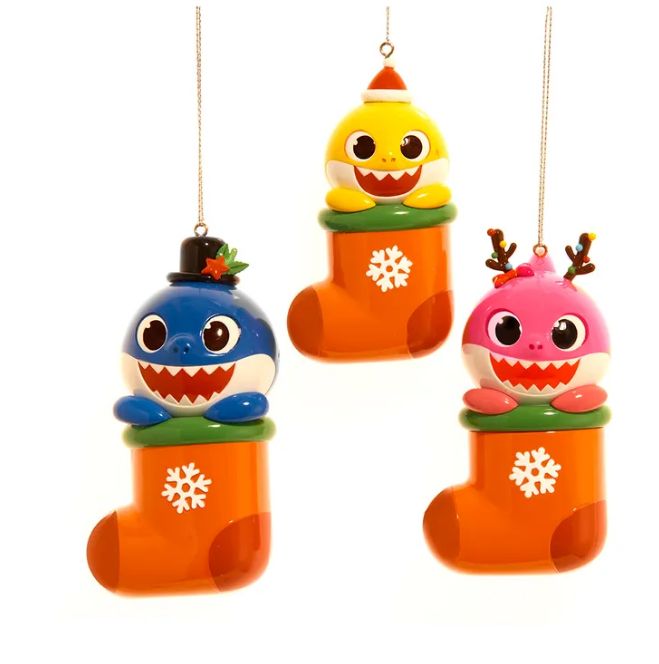 Baby Shark™ Family In Stocking Blow Mold Ornament, EACH