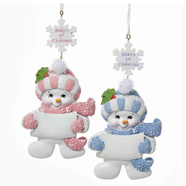 5.25&quot; &quot;Baby&#39;s 1st Christmas&quot; Snowman Ornament For Personalization, EACH