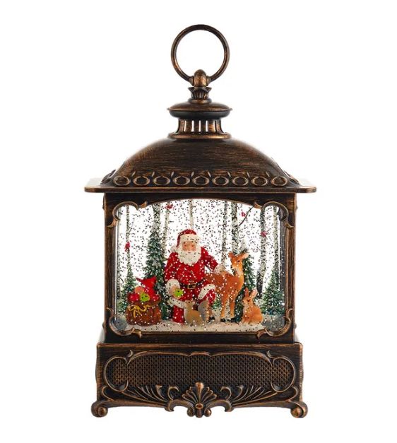 12&quot; Battery Operated Warm White LED Lighted Santa With Animals Lantern