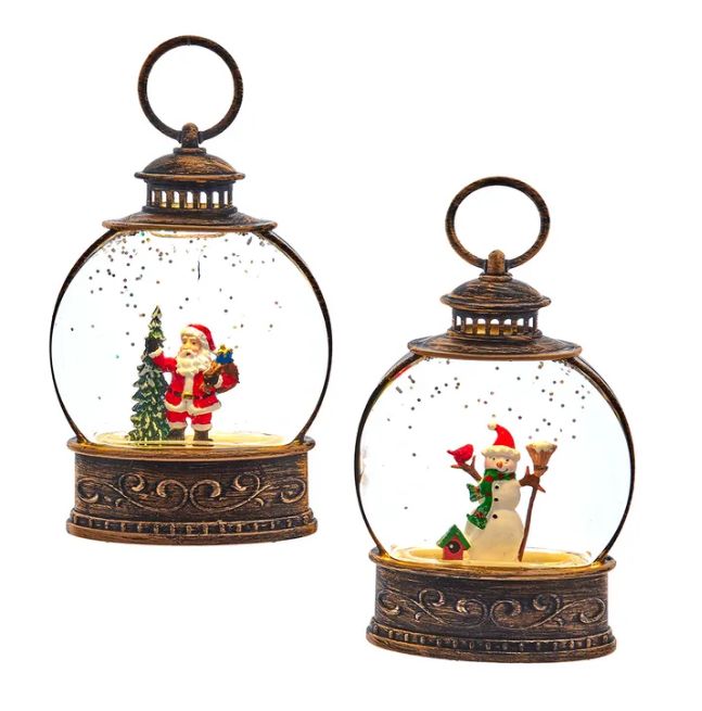 5&quot; Battery Operated LED Miniature Santa &amp; Snowman Water Lantern,  EACH