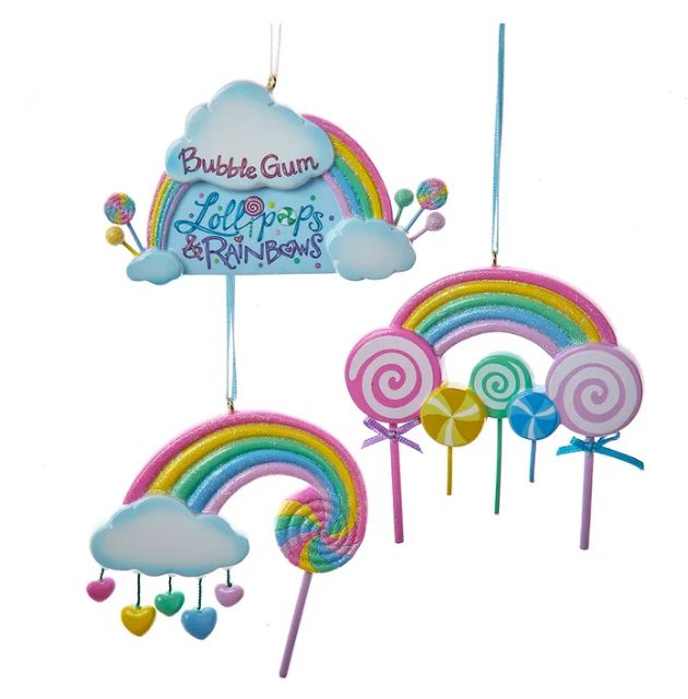 3&quot; Bubble Gum &amp; Lollipop Rainbow Ornament For Personalization, EACH