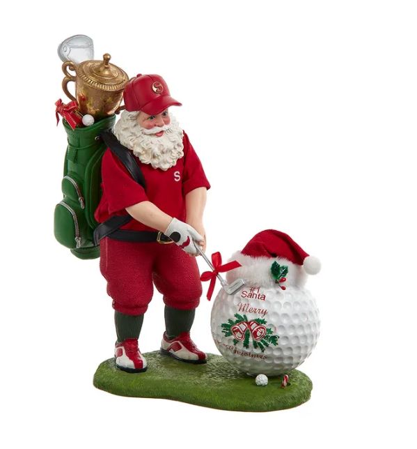 11&quot; Fabriché™ Golfer Santa With Oversized Golf Ball