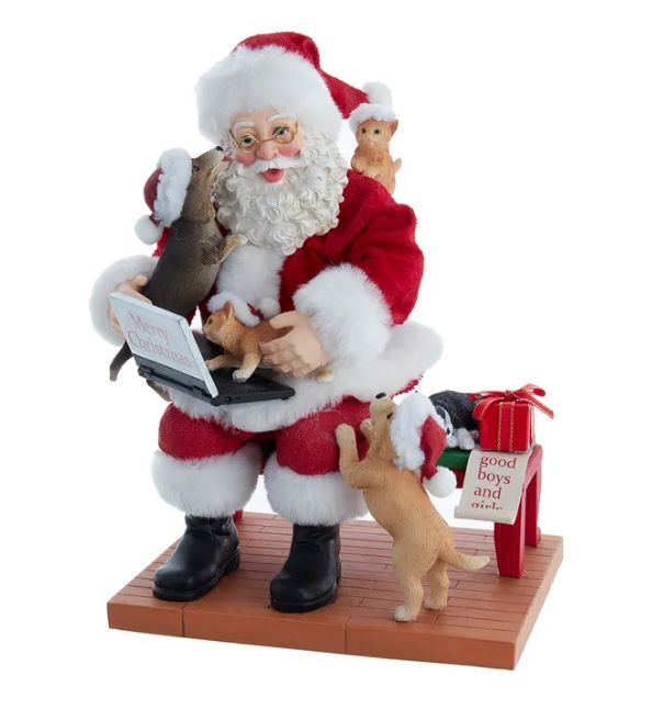 9&quot; Fabriché™ Santa With Laptop and Pets