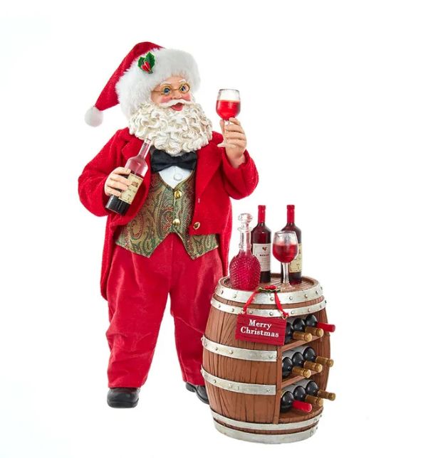 10.5&quot; Fabriché™ Wine Tasting Santa, 2-Piece Set