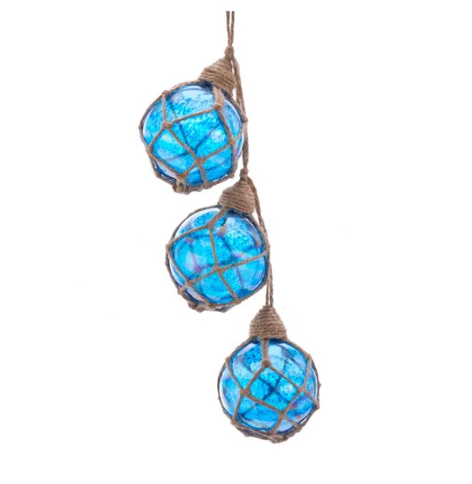 Glass and Twine Blue Buoy Float Ornament