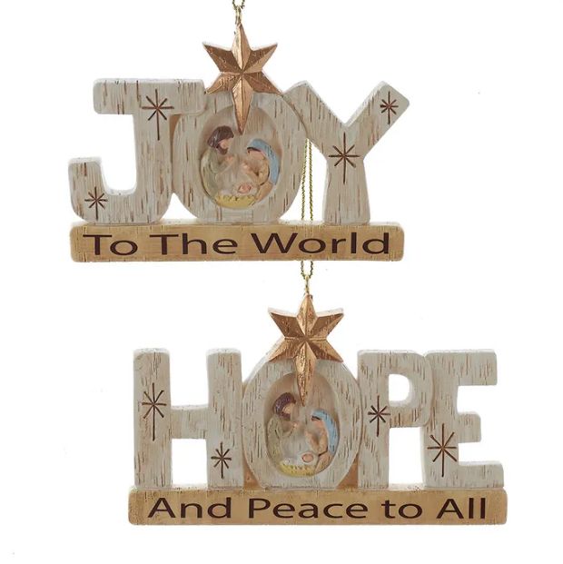 4&quot; Inspirational Saying Ornament Joy/ Hope, EACH