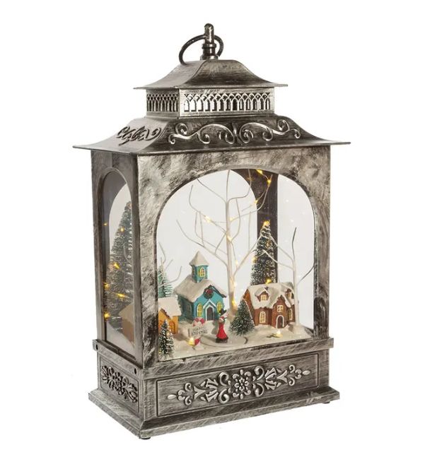 15&quot; Battery-Operated LED Musical Christmas Village Lantern