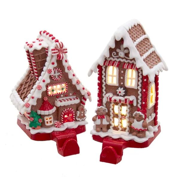 LED Gingerbread Battery-Operated LED Gingerbread House Stocking Hanger, EACH