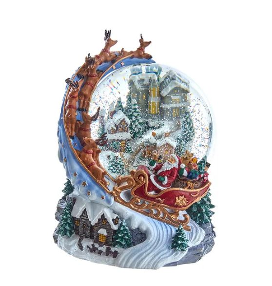 120MM Battery Operated Musical Santa and Sled Water Globe