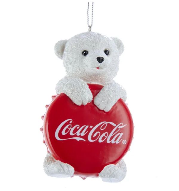 Coca-Cola® Polar Bear Cub With Bottle Cap Ornament