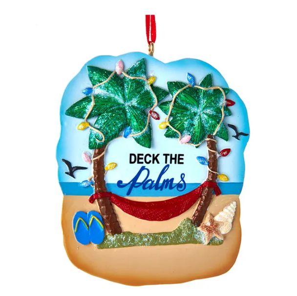 &quot;Deck The Palms&quot; Beach Ornament For Personalization
