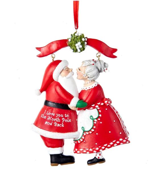 Mr. and Mrs. Claus Under Mistletoe Ornament