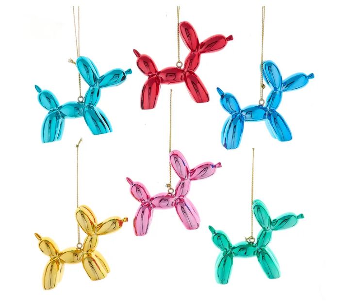 Shiny Colorful Balloon Dog Ornament, EACH