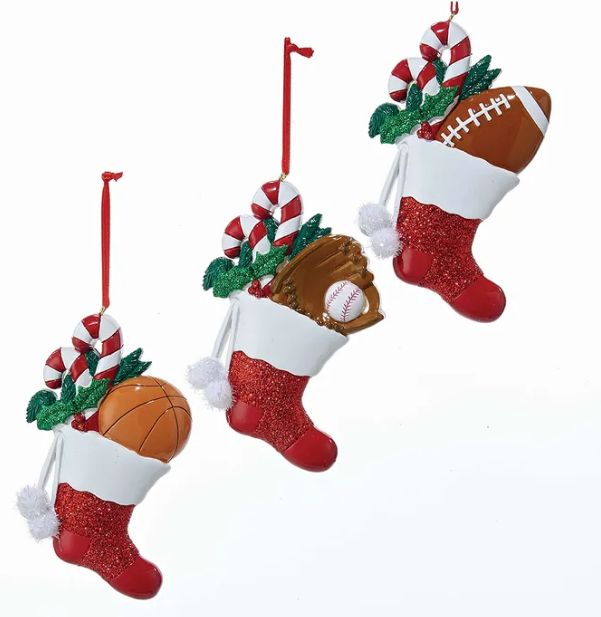 Sports Stocking Ornaments For Personalization, EACH
