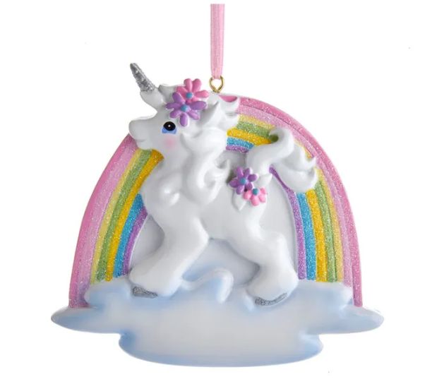 Unicorn Rainbow Ornament For Personalization