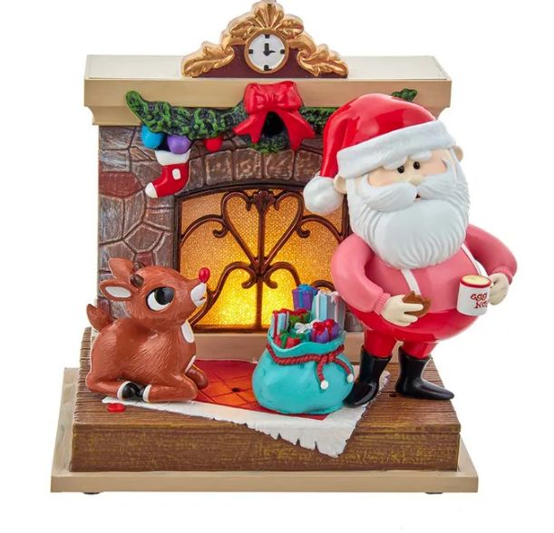 7&quot; Rudolph The Red Nose Reindeer® and Santa Fireplace Table Piece