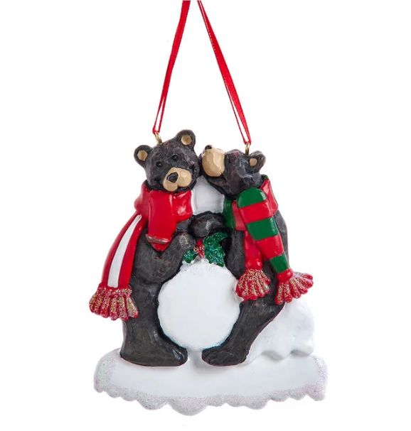 4&quot; Black Bear Family Ornament For Personalization, EACH, Size: 2