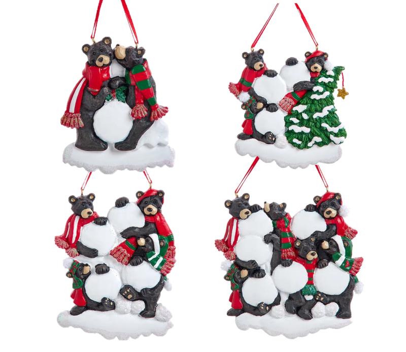 4&quot; Black Bear Family Ornament For Personalization, EACH
