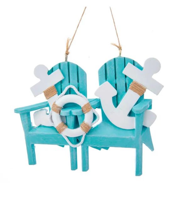 Adirondack Chair With Anchor Family Of 2 Ornament For Personalization