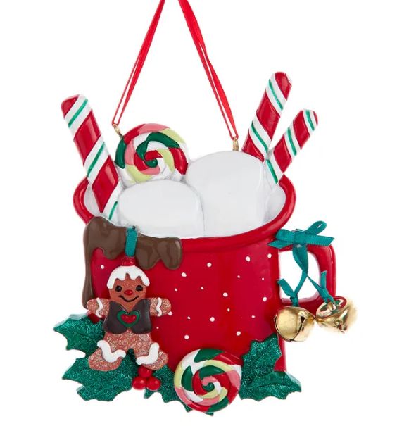 Resin Mug Marshmallow Family Ornament, Size: 2