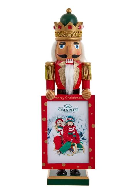 15" King Nutcracker Holding Picture Frame