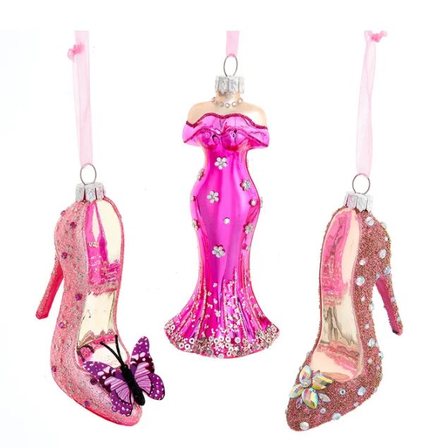 Glass Dress &amp; Shoes Ornament, EACH