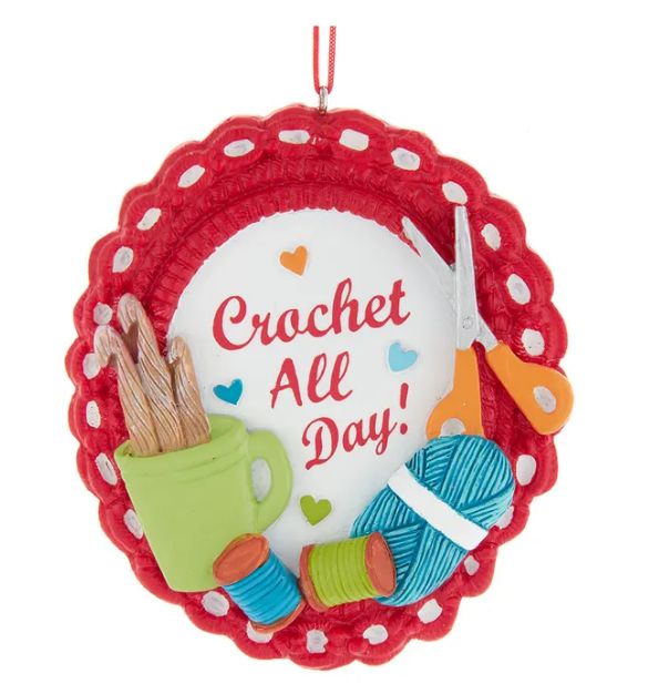 &quot;Crochet All Day&quot; Sign Ornament