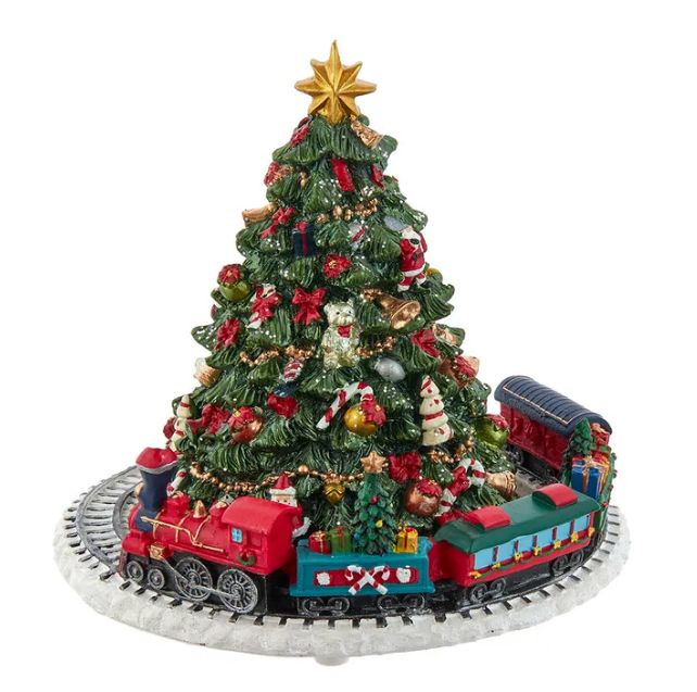Christmas Tree With Revolving Train Music Box