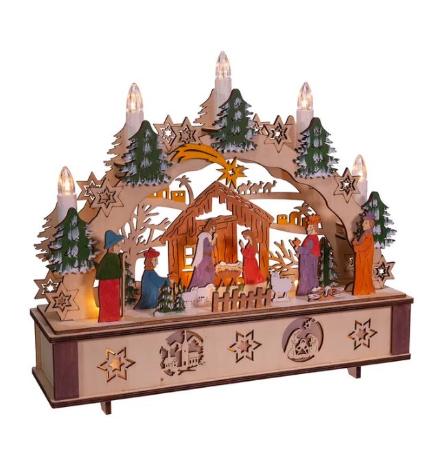 Battery-Operated LED Nativity Scene With Candles