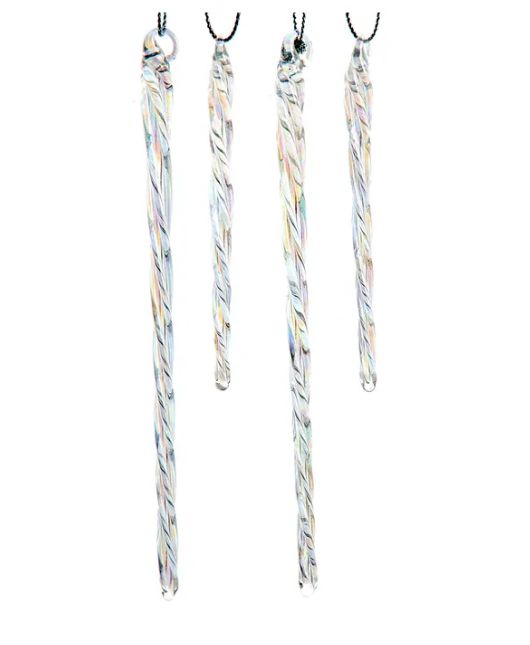 Glass Iridescent Icicle Ornaments, 24 Piece Box
