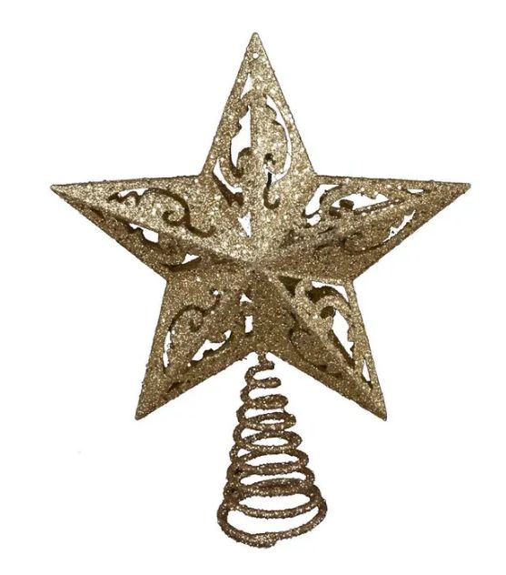8&quot; Un-Lit Gold Glitter Star Treetop