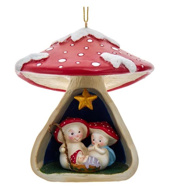 Merry Little Mushroom Nativity Ornament