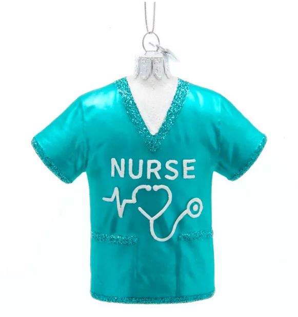 Noble Gems™ Nurse Scrubs Shirt Glass Ornament