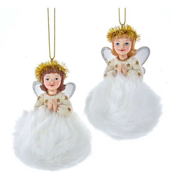 German Fluffy Angel Ornament, EACH
