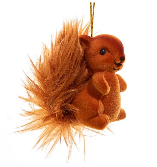 Flocked Squirrel With Loop Ornaments