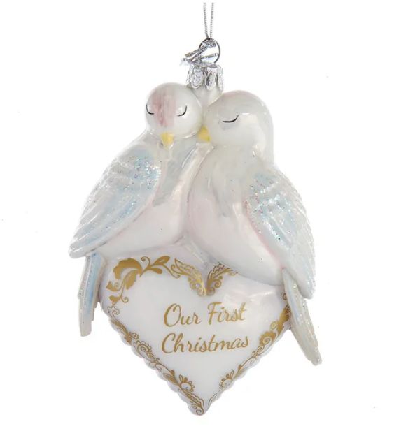 Noble Gems™ Glass &quot;Our First Christmas&quot; Doves Ornament