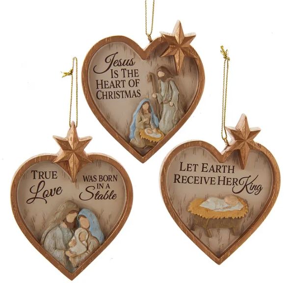 Heart Shaped Nativity Ornament, EACH