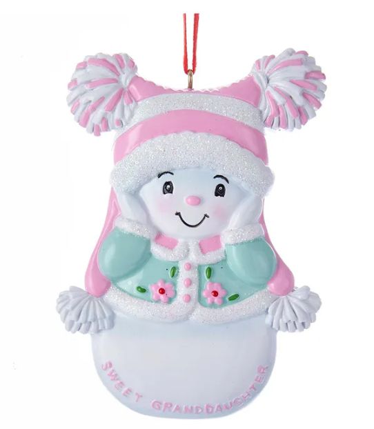 Snowgirl &quot;Sweet Granddaughter&quot; Ornament For Personalization