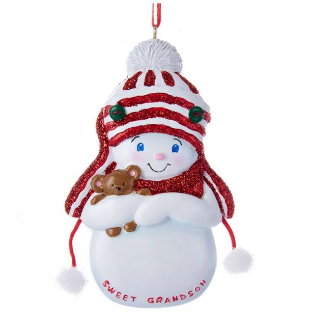 Snowboy &quot;Sweet Grandson&quot; Ornament For Personalization