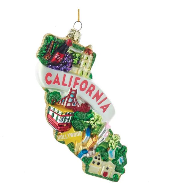 California Cityscape Glass Ornament