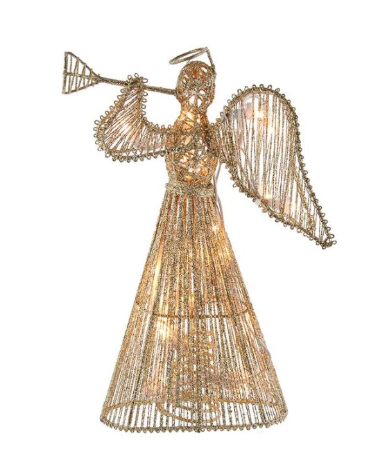 12&quot; UL 20-Light Gold Glittered Angel Treetop