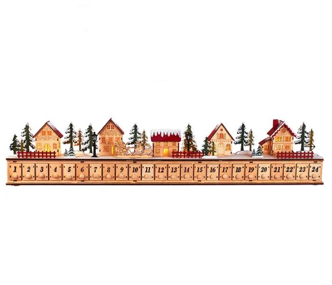 7&quot; Battery Operated 15-light LED Christmas Village With Advent Calendar