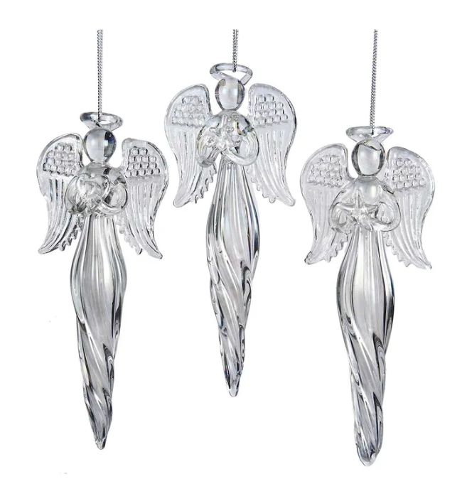 Angel Finial Glass Ornament, EACH