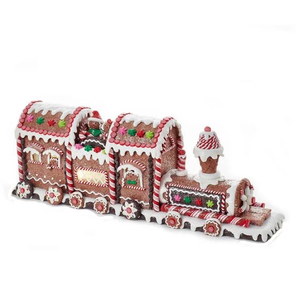 19.5&quot; Battery-Operated LED Gingerbread Train
