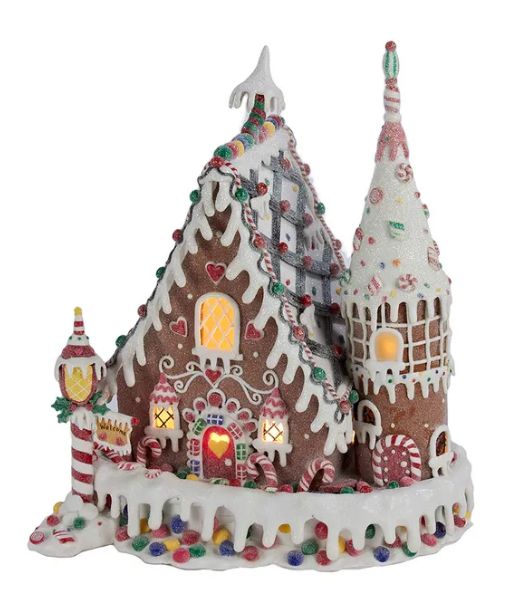 13&quot; Pre-Lit Claydough Gingerbread Inn with C7 Bulb