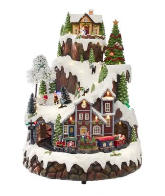 Battery-Operated Musical LED Mountain Village Table Piece
