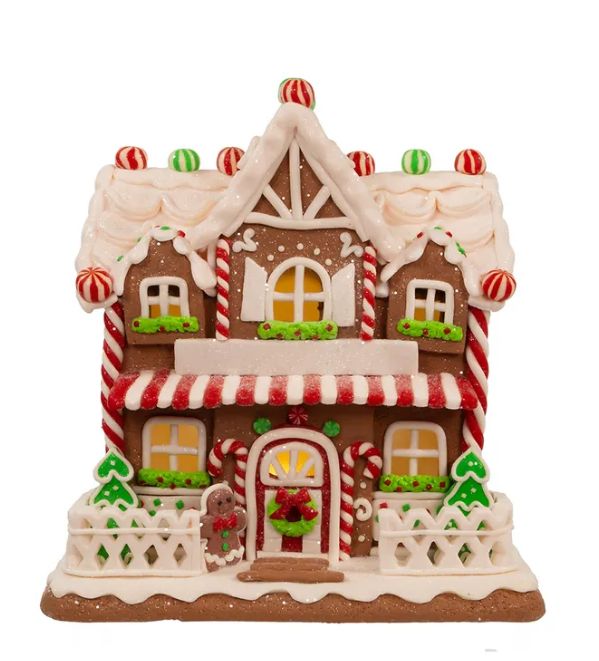9&quot; Battery Operated Light Up Two Floor Gingerbread House