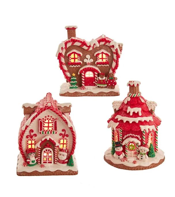 7&quot; Red and White Gingerbread House, EACH